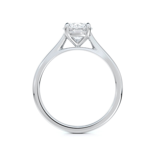 Cathedral Solitaire Round Diamond Engagement Ring in 14K White Gold