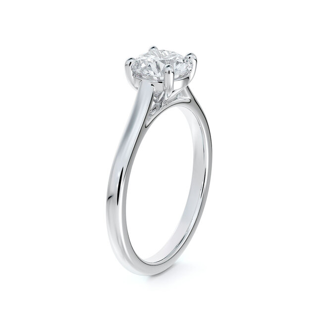 Cathedral Solitaire Round Diamond Engagement Ring in 14K White Gold