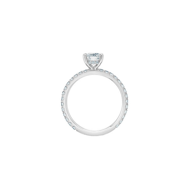 Hidden Halo Radiant Cut Lab Grown Diamond Engagement Ring in 14K White Gold