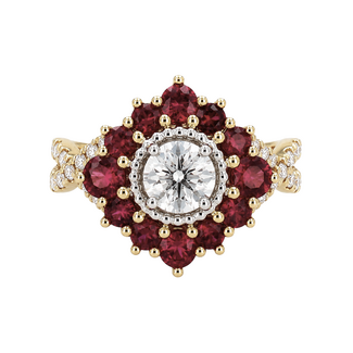 ExtraOrdinary Diamonds by Spicer Cole Ruby Halo Canadian Round Brilliant Cut Diamond Engagement Ring
