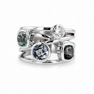 Colour by Spicer Cole Montana Sapphire & Diamond Custom-Made Bezel-Set Open Ring