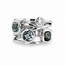 Montana Sapphire & Diamond Custom-Made Bezel-Set Open Ring in 14K White Gold