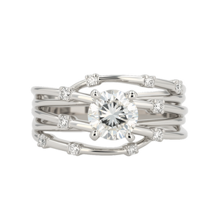 Utwo Bridal by Spicer Cole Openwork Bypass Round Brilliant Cut Diamond Ring