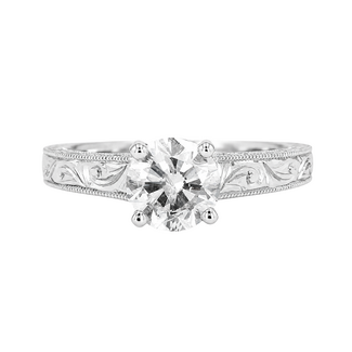 ExtraOrdinary Diamonds by Spicer Cole Solitaire Filigree Brilliant Cut Diamond Engagement Ring in 14K White Gold