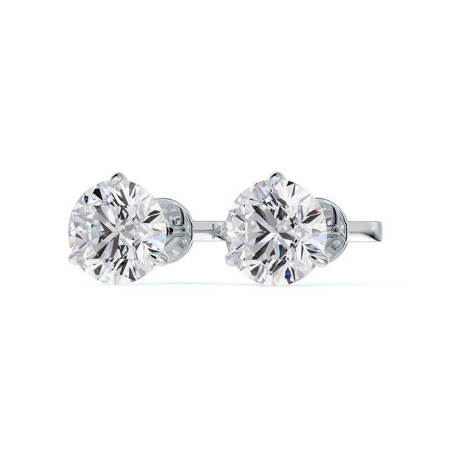 Round Brilliant Cut Diamond Martini Stud Earrings in 18K White Gold