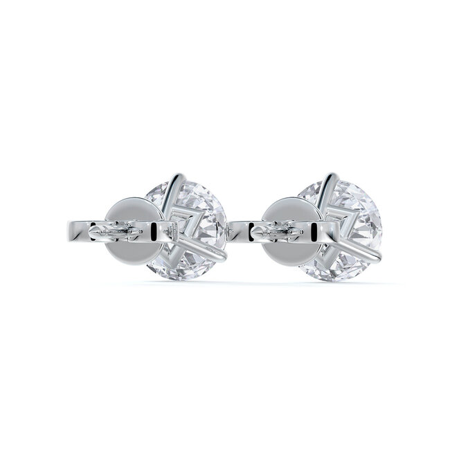 Round Brilliant Cut Diamond Martini Stud Earrings in 18K White Gold