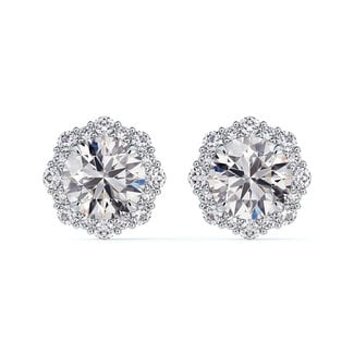 Everyday Diamonds by Spicer Cole Round Brilliant Cut Floral Halo Diamond Stud Earrings