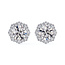 Floral Halo Diamond Stud Earrings in Platinum