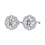 Floral Halo Diamond Stud Earrings in Platinum