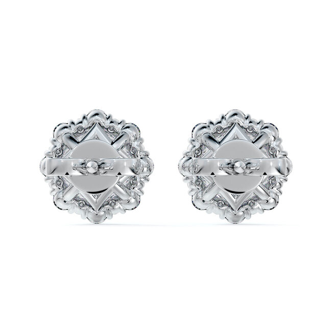 Floral Halo Diamond Stud Earrings in Platinum