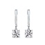 Solitaire Round Brilliant Cut Diamond Drop Huggie Earrings in 18K White Gold