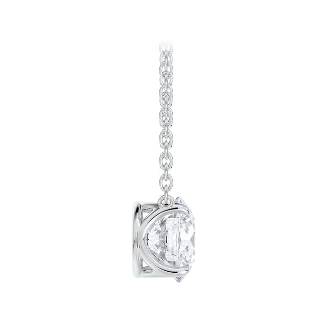 Solitaire Round Brilliant Cut Diamond Necklace in 14K White Gold