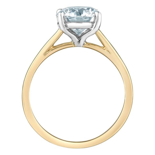 Solitaire Round Lab Grown Diamond Engagement Ring in 14K Yellow & White Gold