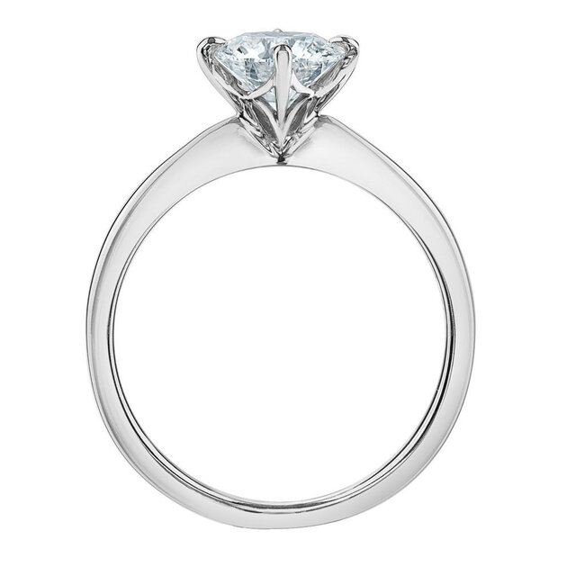 Compass-Set Round Lab Grown Diamond Engagement Ring in 14K White Gold