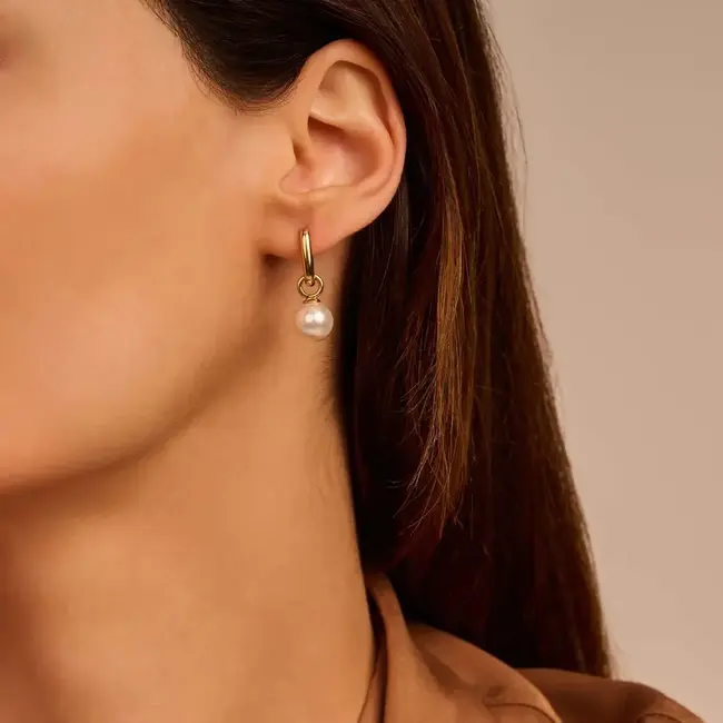 Ti Sento Pearl Charm Earrings in Gold-Plated Sterling Silver