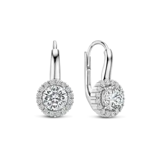 Ti Sento Ti Sento Classic Round Zirconia Halo Leverback Earrings