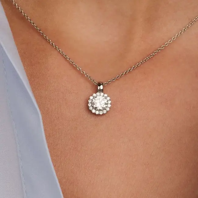 TI SENTO Classic Zirconia Halo Necklace in Sterling Silver