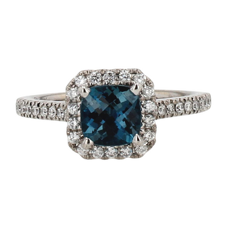 Colour by Spicer Cole London Blue Topaz & Diamond Halo Ring