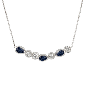 Colour by Spicer Cole Sapphire & Diamond Bezel-Set Multi-Shape Necklace