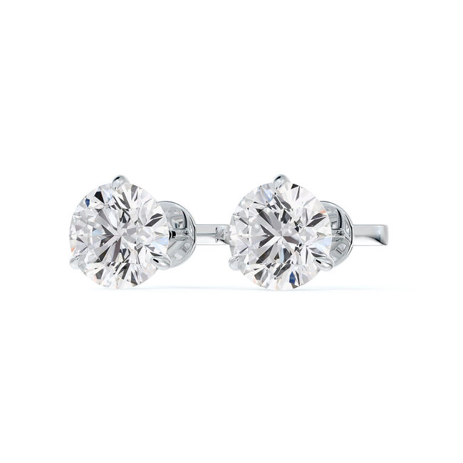 Round Brilliant Cut Diamond Martini Stud Earrings in 18K White Gold