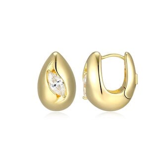 Elle Time & Jewellery Elle Wink Marquise CZ Puffed Hoop Earrings