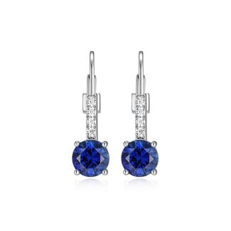 Elle Time & Jewellery Elle Duchess Created Sapphire & CZ Leverback Earrings