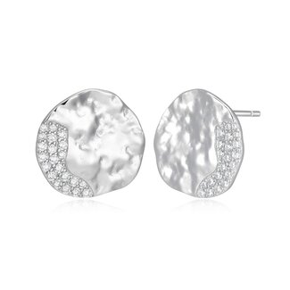Elle Time & Jewellery Elle Galaxy Hammered Disc CZ Stud Earrings