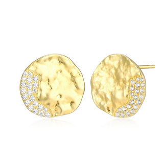 Elle Time & Jewellery Elle Galaxy Hammered Disc CZ Stud Earrings
