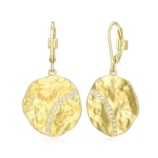 Elle Time & Jewellery Elle Galaxy Hammered Disc CZ Leverback Earrings