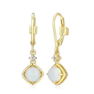 Elle Time & Jewellery Elle Sway Created Opal & White Topaz Leverback Drop Earrings