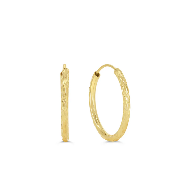 Dazzle Diamond Cut Sleeper Hoop Earrings in 10K