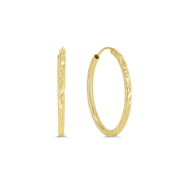 Dazzle Diamond Cut Sleeper Hoop Earrings in 10K