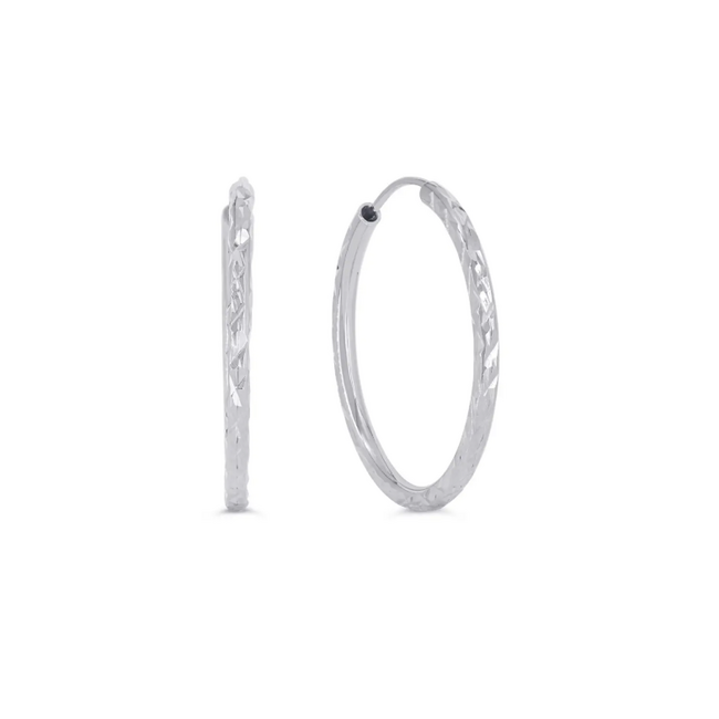 Dazzle Diamond Cut Sleeper Hoop Earrings in 10K