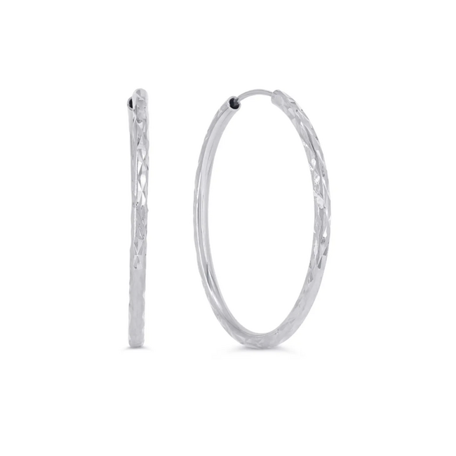Dazzle Diamond Cut Sleeper Hoop Earrings in 10K