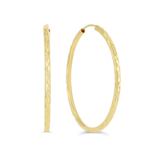 Dazzle Diamond Cut Sleeper Hoop Earrings in 10K