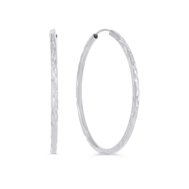 Dazzle Diamond Cut Sleeper Hoop Earrings in 10K