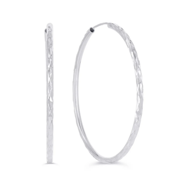 Dazzle Diamond Cut Sleeper Hoop Earrings in 10K