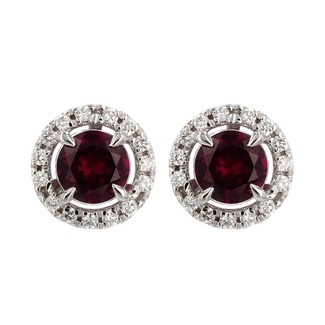 Colour by Spicer Cole Rhodolite Garnet & Diamond Halo Stud Earrings