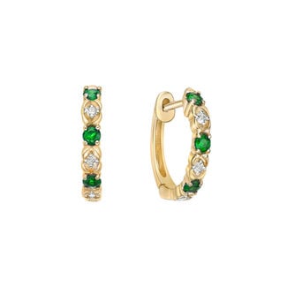 Colour by Spicer Cole Emerald & Diamond Huggie Hoop Earrings