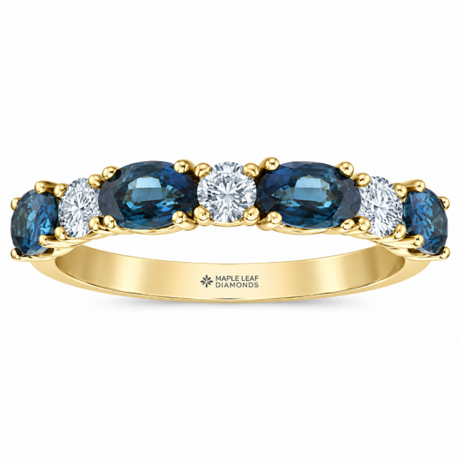 Alternating Oval Sapphire & Diamond Band in 14K Yellow Gold