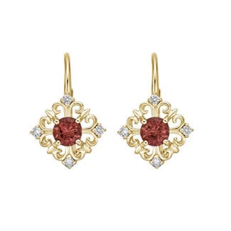 Colour by Spicer Cole Garnet & Diamond Vintage Leverback Earrings