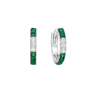 Colour by Spicer Cole Emerald & Diamond Huggie Hoop Earrings
