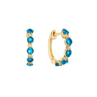 Colour by Spicer Cole Swiss Blue Topaz & Diamond Huggie Hoop Earrings