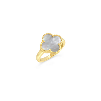 Bella Gold Mother of Pearl Clover Ring
