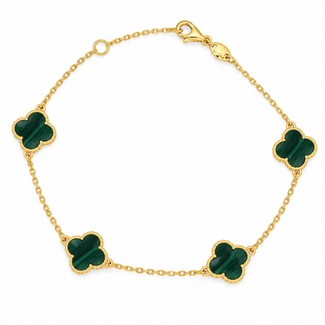 Bella Gold Malachite Four Clover Bracelet