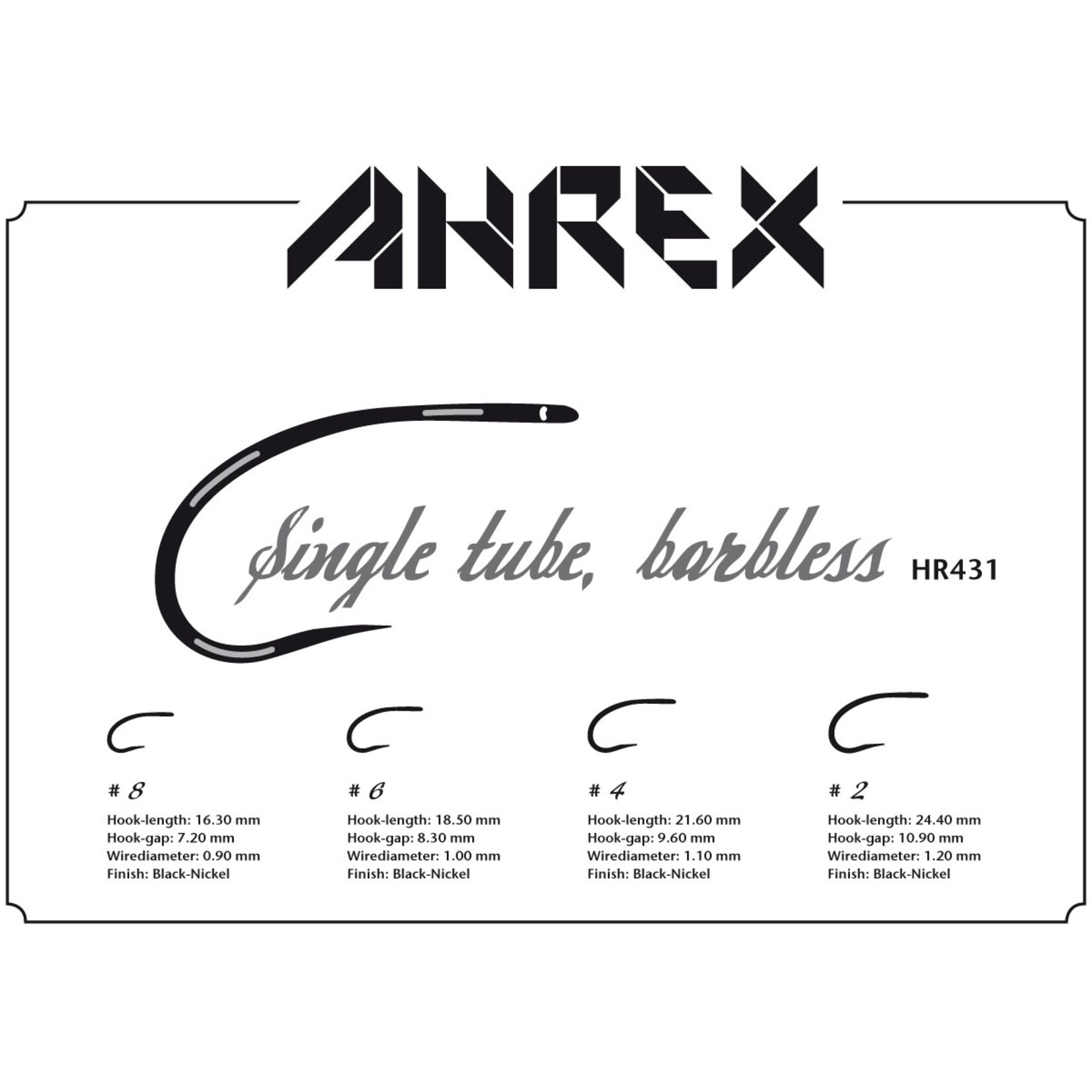 Ahrex Ahrex HR431 Tube Single Barbless Hook