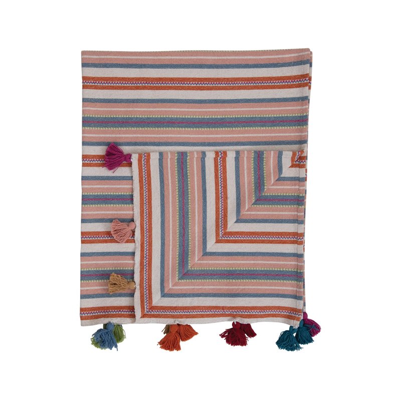 Woven Striped Throw with Tassels
