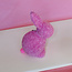 Medium Flocked Seated Bunny with Pom Pom Tail