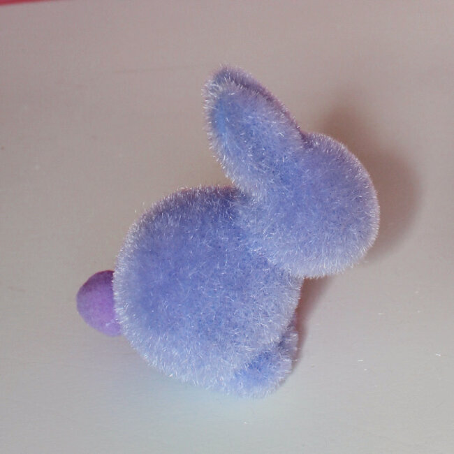 Small Flocked Seated Bunny with Pom Pom Tail