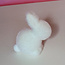 Small Flocked Seated Bunny with Pom Pom Tail
